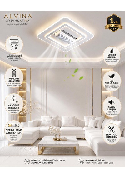 Akıllı Tavan Ayarlanabilir Klima Modu Ayarlanabilir Renk Ayarı Ve Dimmer Özelliği Beyaz Panel