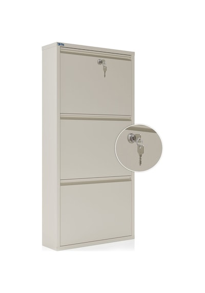 Ceha Kilitli 3'lü Metal Ayakkabılık - Krem K.AYK-3 /AB1013/KL