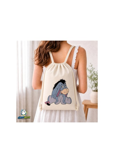Ghostbastır Design Eeyore Büzgülü Keten Çanta C086 Bej