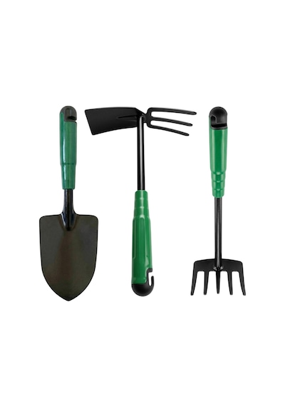 Çapa Tırmık Kürek 3 Lü Set Metal Hobi Bahçe El Aletleri Saksı, Çiçek, Bitki Ve Toprak Kazma Seti