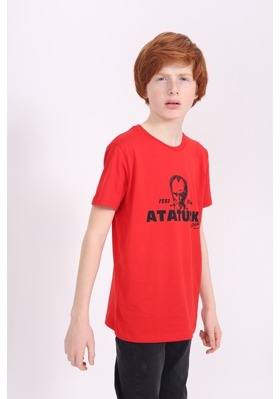 Toontoy Kids Toontoy Unisex Çocuk Baskılı Tişört Kırmızı