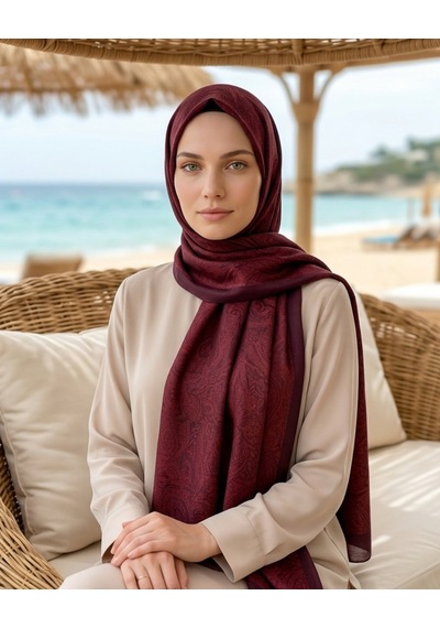 Moda Nuda Heritage Saye Şal Bordo - Zarif Ve Modern
