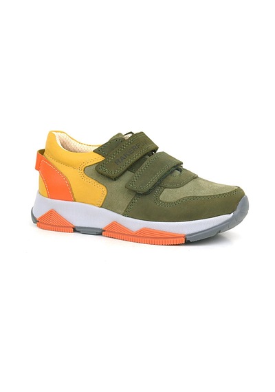 Rakerplus Hakiki Deri Haki Turuncu Sarı Çocuk Sneakers Spor Ayakkabı