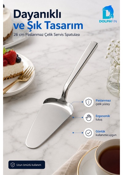 26 Cm Paslanmaz Çelik Pasta Servis Spatulası Kek Turta Börek Servis Küreği Inox
