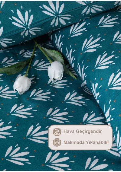 Koyu Turkuaz Batik Desenli Nevresim Takımı Çift Kişilik Koyu Mavi