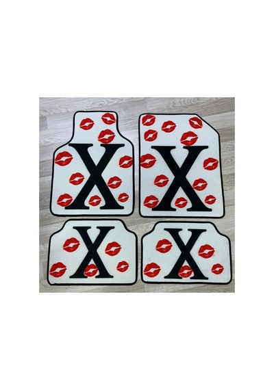 Öpücük X Baskılı Kauçuk Taban Paspas Takımı