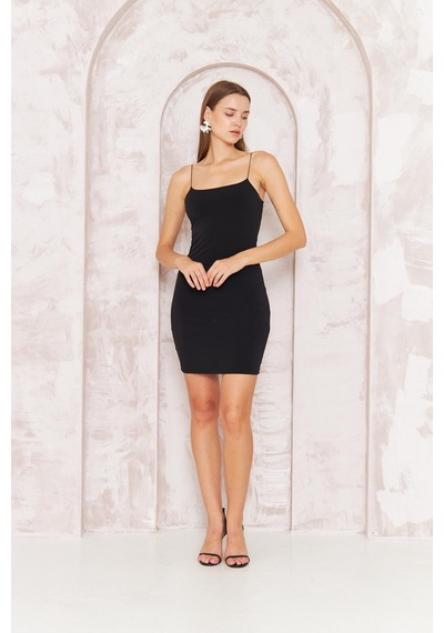 Darlin Moda Siyah Askılı Mini Elbise Dm1052 Siyah
