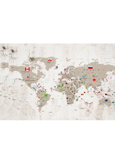 Ülke Bayraklı Siyasi Dünya Haritası Duvar Kağıdı
