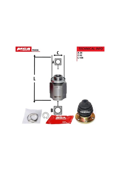 MGA 70436 Aks Kafası Iç Sağ Accent Admire 03-06 1.5 CRDI 26×23×42
