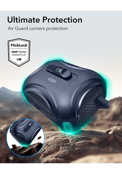 Apple AirPods Uyumlu Pro 3 2025 Cyber Flicklock Manyetik Kılıf Mavi