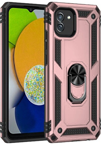 Samsung Uyumlu Galaxy A03 Kılıf Sofya Yüzüklü Silikon Kapak Gül