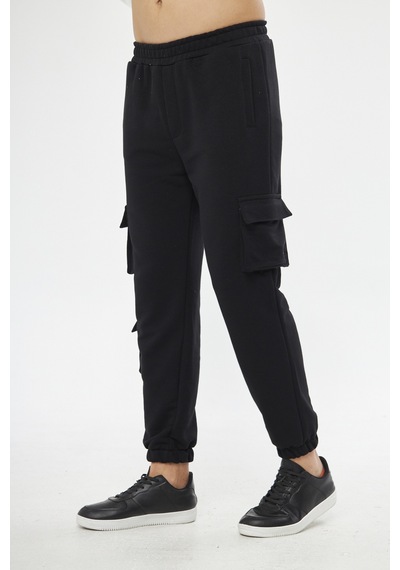 Giyadda Unisex Siyah Jogger Rahat Kalıp Kargo Cepli Eşofman Altı Siyah
