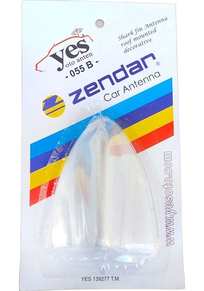 Zendar Oto Anten Dekoratif Jaws Balina Balık Sırtı Yapıştırma Süs Anteni 10Cm Beyaz Yes-055 B