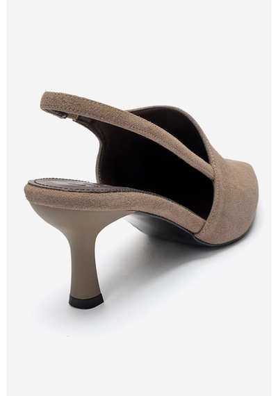 Luvishoes Yarel Vizon Süet Kadın Topuklu Ayakkabı