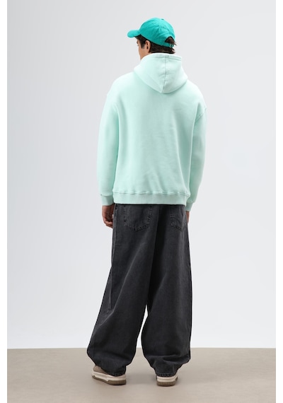 Vamos Oversize Baskılı Kapüşonlu Hoodie Mint