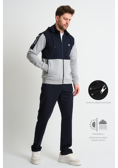 Shooter Sportswear Shooter Premium Erkek Eşofman Takımı Mevsimlik Kapüşonlu Rahat Kalıp Gri
