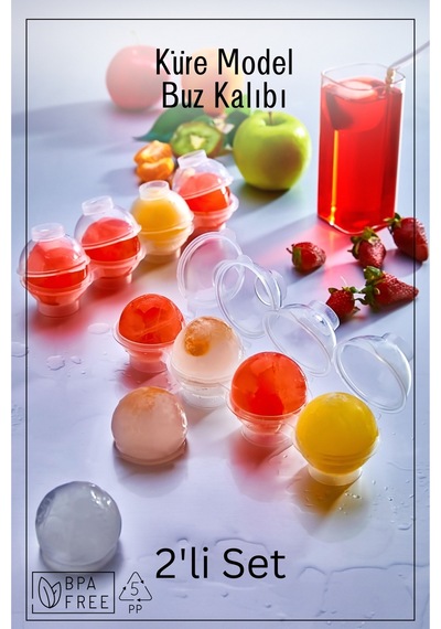 4'lü Küre Buz Kalıbı - Buzluk - 2'li Set Plastik Diğer