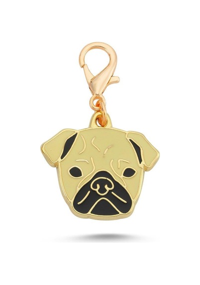 Pug Krem Altın Kaplama Mineli Tasma Aksesuarı Renkli