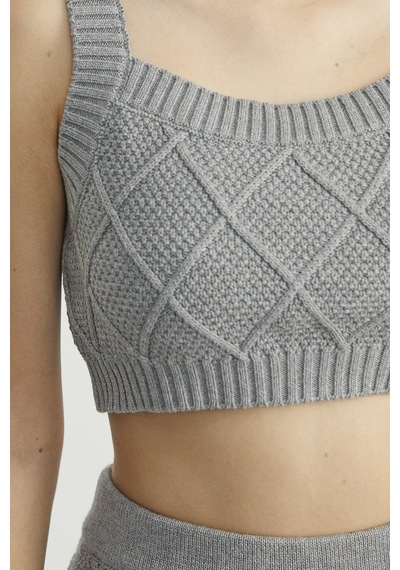 Sementa Pamuk Crop Pantolon Triko Takım - Gri Gri