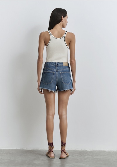 Mavi - Cherry 90lar Puslu Koyu Mavi Jean Şort 1410022-89732 Koyu Mavi