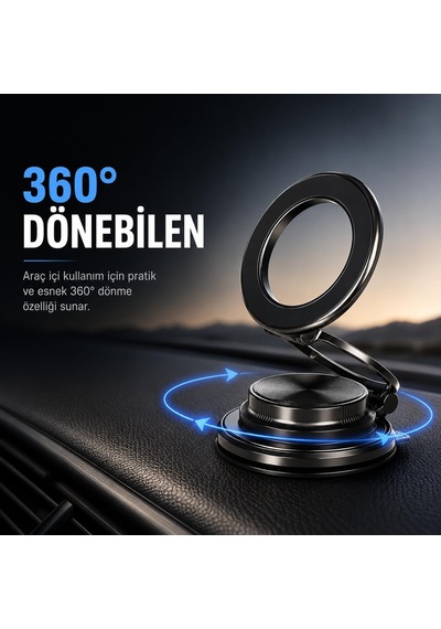 Armor Series Hp-aa02 Güçlü Manyetik Araç İçi Telefon Tutucu - Dayanıklı Çinko Alaşım Gövde Ve Katlanabilir Mıknatıslı Torpido/konsol Üstü Araç Tutacağı