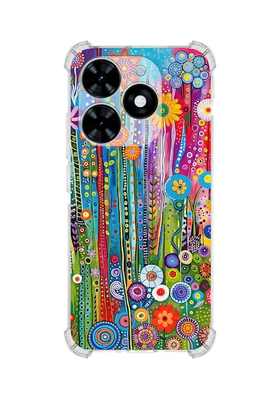 Printify Tecno Spark Go 2024 İle Uyumlu Düşlerin Dansı Serisi Folklorik Bahçe Tasarımlı Uv Baskılı Köşe Korumalı Antişok Kılıf Şeffaf