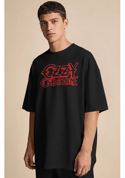 Ozzy Osbourne Black Sabbath Rapper Şarkıcı Baskılı Unisex Oversiz Siyah