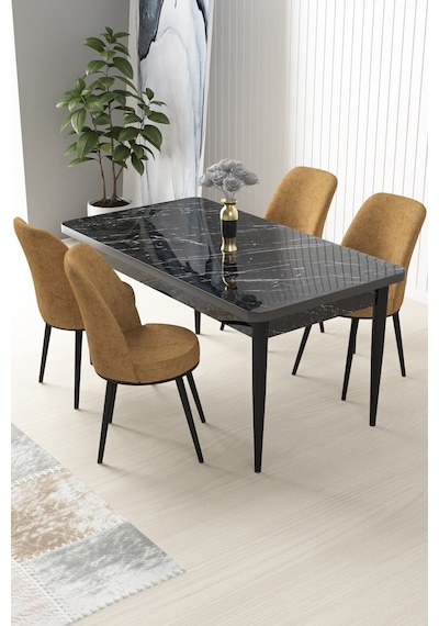 Canisa Concept Nil Serisi 70x110 Sabit Mutfak Masası Takımı Siyah Mermer Desen Masa 4 Cappucino Sandalye Masa Siyah/sandalye Cappucıno Canisa Concept Nil Serisi 70x110 Sabit Mutfak Masası Takımı Siyah Mermer Desen Masa 4 Cappucino Sandalye Masa Siyah/sandalye Cappucıno
