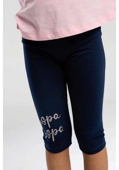 U.S. Polo Assn. Kız Çocuk Kapri Tayt Takım - Somon Somon