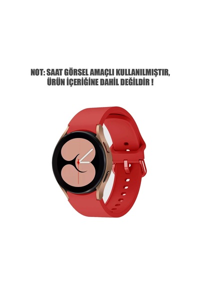 Samsung Galaxy Watch Fe İçin Kordon Solid Silicone Band Kırmızı Galaxy Watch Fe İle Uyumlu Kordon - Kırmızı Çok Renkli