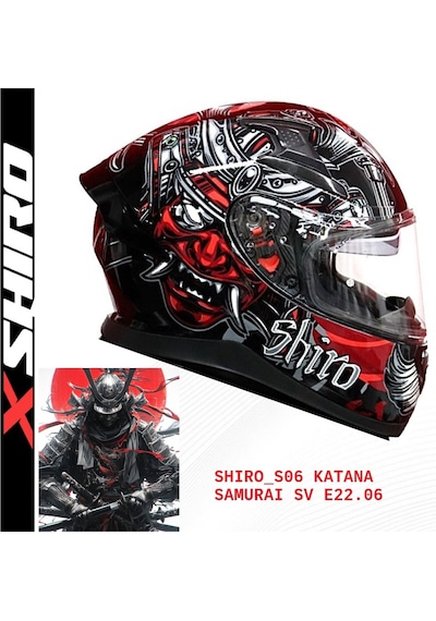 Shiro Fullface Katana Samu Motosiklet Kaskı Kapalı Grafik