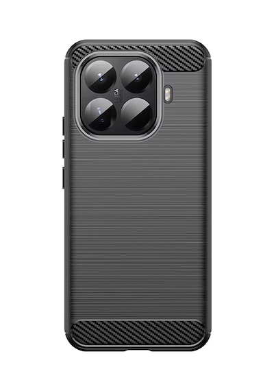 Xiaomi 17t Pro İle Uyumlu Brushed Carbon Fiber Silikon Kılıf - Siyah Al3332