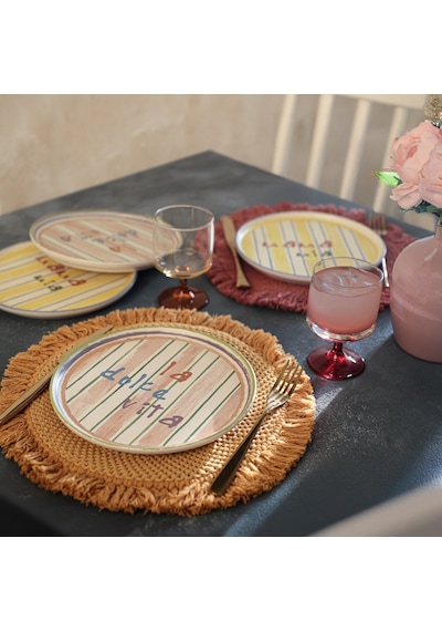Keramika Mama Mia & La Dolce Vita Pasta Tabağı 22 Cm 4 Adet Çok Renkli