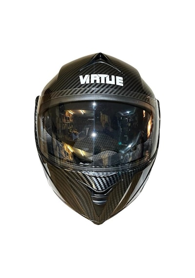 Vırtue Ece Belgeli Vizörlü Çene Açılır Kask Karbon Gri