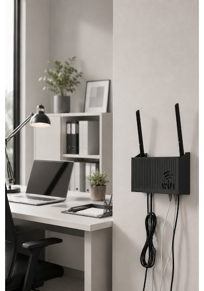 Duvara Asılabilir Wifi Vidalı Askı Yapışkanlı Modem Kutusu WiFi Router Rafı  25x15x6cm