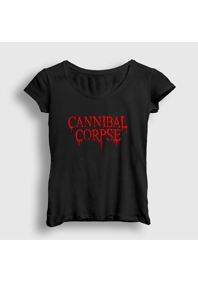 Presmono Kadın Logo Cannibal Corpse T-shirt Siyah