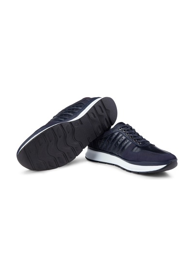 Ducavelli High Hakiki Deri Erkek Sneaker Ayakkabı, Low Top Sneaker, Hakiki Deri Sneaker Lacivert