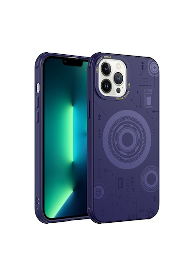 Apple Uyumlu iPhone 12 Pro Max Uyumlu Zore Wireless Şarj Özellikli Desenli Hot Kılıf-derin Mor Derin Mor -