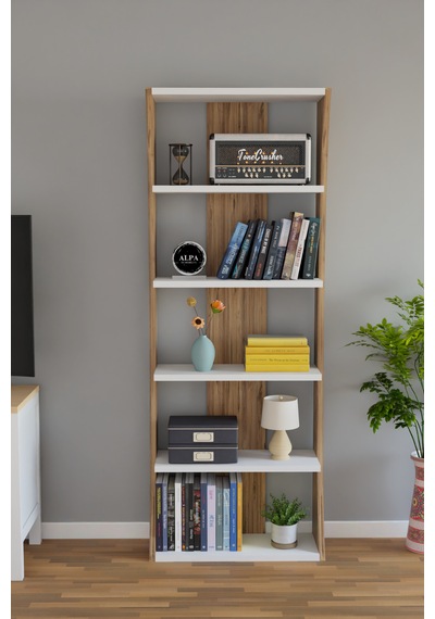 İskandinav Tasarım Çok Raflı Kitaplık 150x50x22 Cm Modern Dekoratif Raf Ünitesi Atlantik Çam - Beyaz İskandinav Tasarım Çok Raflı Kitaplık 150x50x22 Cm Modern Dekoratif Raf Ünitesi Atlantik Çam - Beyaz