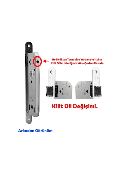 Hok Kapı Ekstra Gömme Kilit Wc Banyo Kilidi Oval Köşeli Et-40m 40 Mm