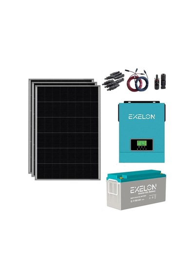 Güneş Enerjisi Bağ Evi Solar Paketi 1KVA İnverter 250W Güneş Paneli 150AH Jel Akü