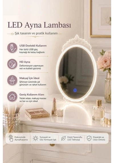Özel Seri Torima Dekoratif Kristal Elmas Led Işıklı Masa Aynası Lw11 Makyaj Özel Gün Güzellik Diğer
