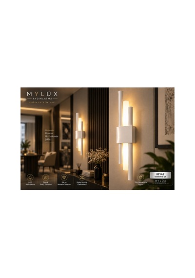 Mylüx Beyaz Kirpi Duvar Apliği 50 Cm Pilli Modern Dekoratif Kablosuz Aydınlatma Beyaz Beyaz