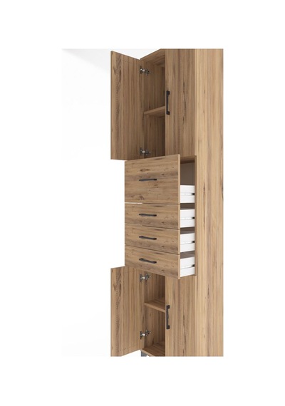 Arges Dolap 3 Raflı 4 Çekmeceli 4 Kapaklı 60x30x243 Çam-çam Çam