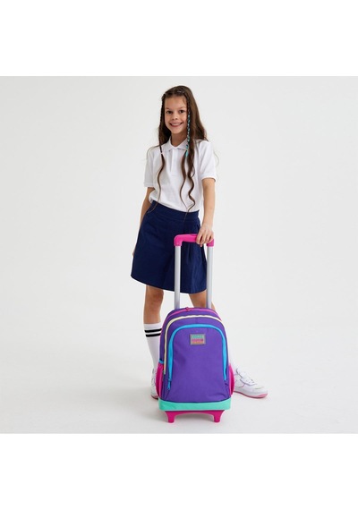 Coral High Kids Mor Renk Detaylı Üç Bölmeli Çekçekli Okul Sırt Çantası 23934