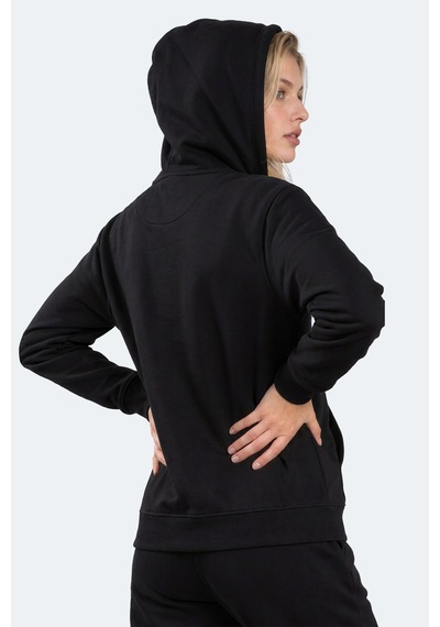Slazenger Flores Kadın Kapüşonlu Siyah Sweatshırt
