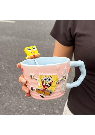 Sünger Bob Kaşıklı Kupa Bardak Renkli