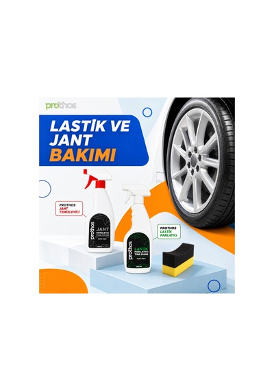 Lastik Ve Jant Bakım Seti 3 Parça 500 Ml Jant Temizleyici, Lastik Parlatıcı Ve Sünger