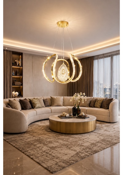 Paris Lüks Cristalya Serisi Orjinal Gold Kaplamalı 3 Renk Ledli Sarkıt Ledli Avize Modern Led Avize-çap 30 Cm Gold Gold