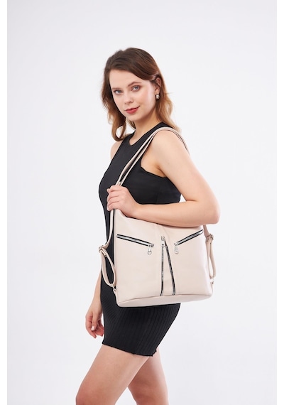 Derinss Leather Derinss Hakiki Deri Kadın Bej Sırt Ve Omuz Çantası Dkb501 001